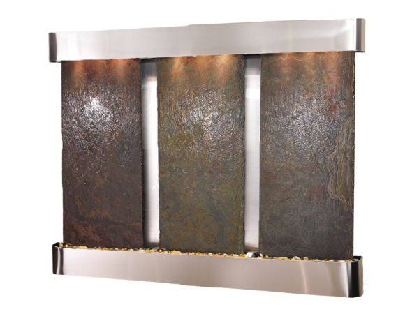 Deep Creek Falls-Round-Stainless Steel-Multi-Color Natural Slate
