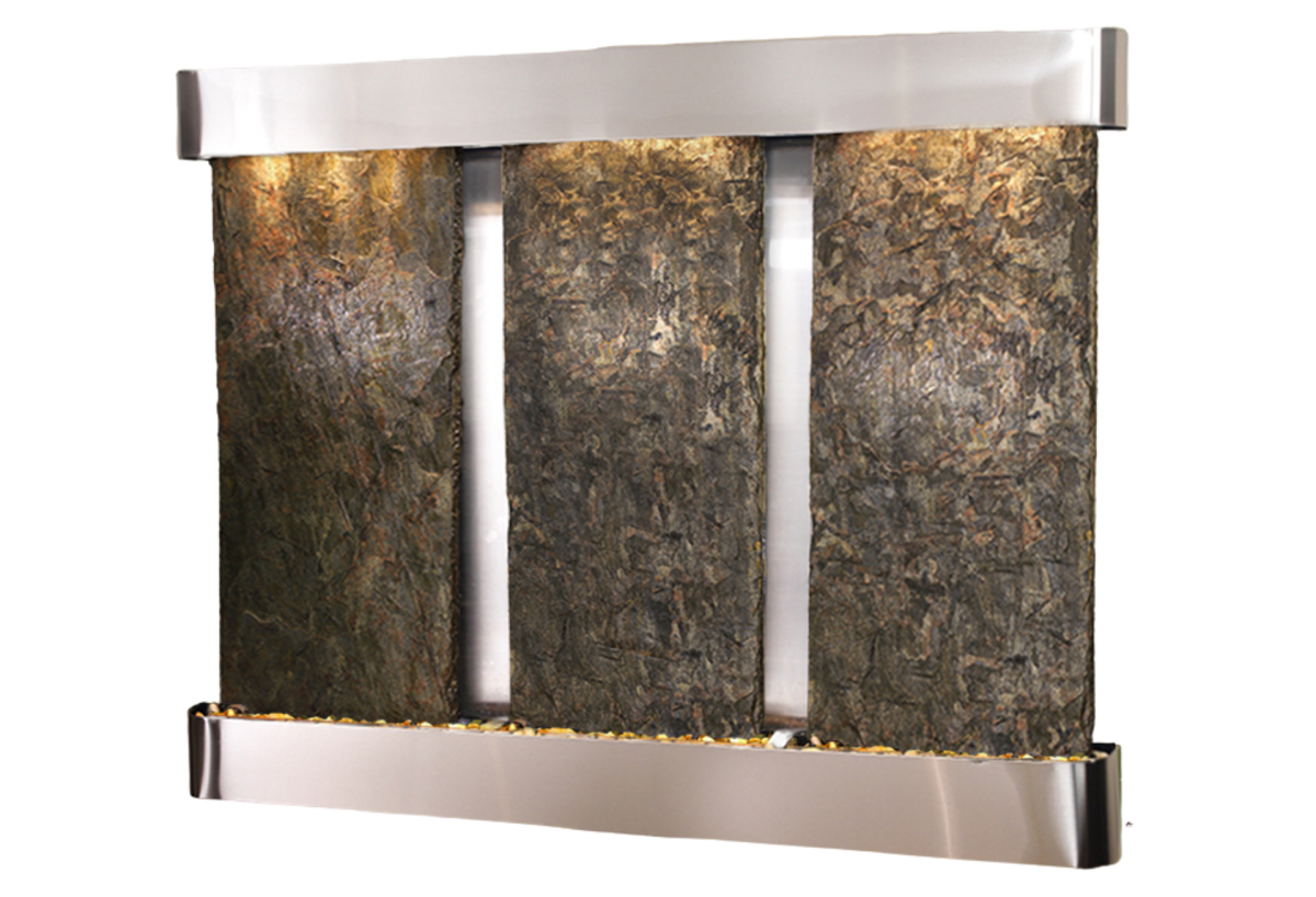Deep Creek Falls-Round-Stainless Steel-Green Natural Slate
