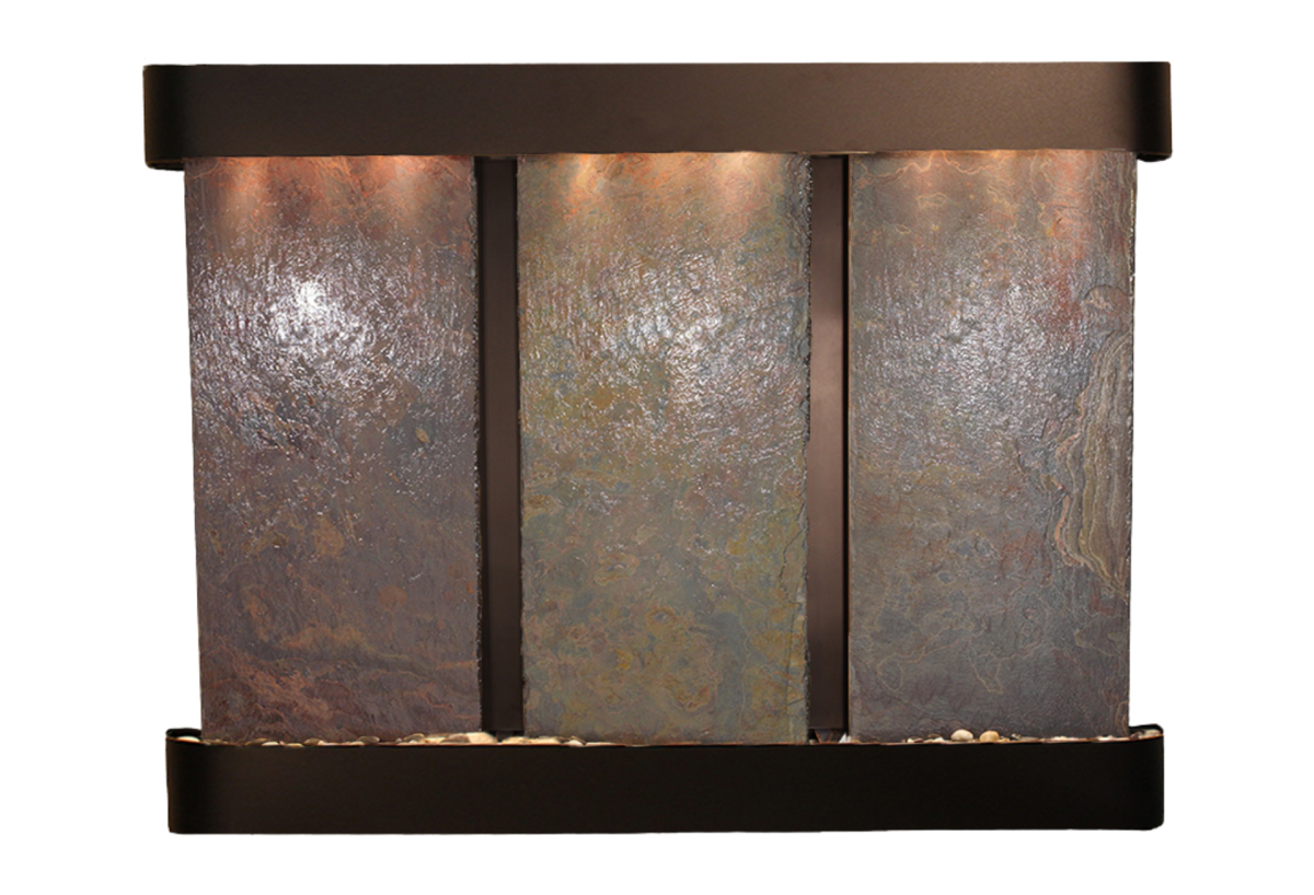 Deep Creek Falls-Round-Blackened Copper-Multi-Color Natural Slate