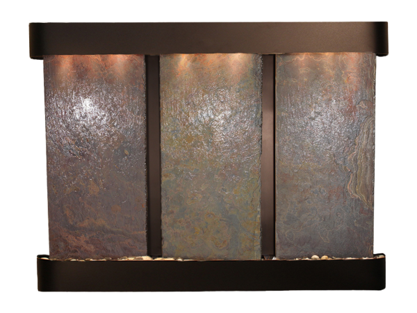 Deep Creek Falls-Round-Blackened Copper-Multi-Color Natural Slate