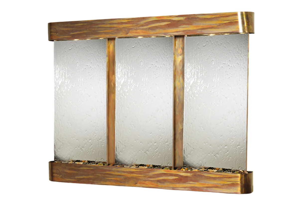 Deep Creek Falls-Round-Rustic Copper-Silver Mirror