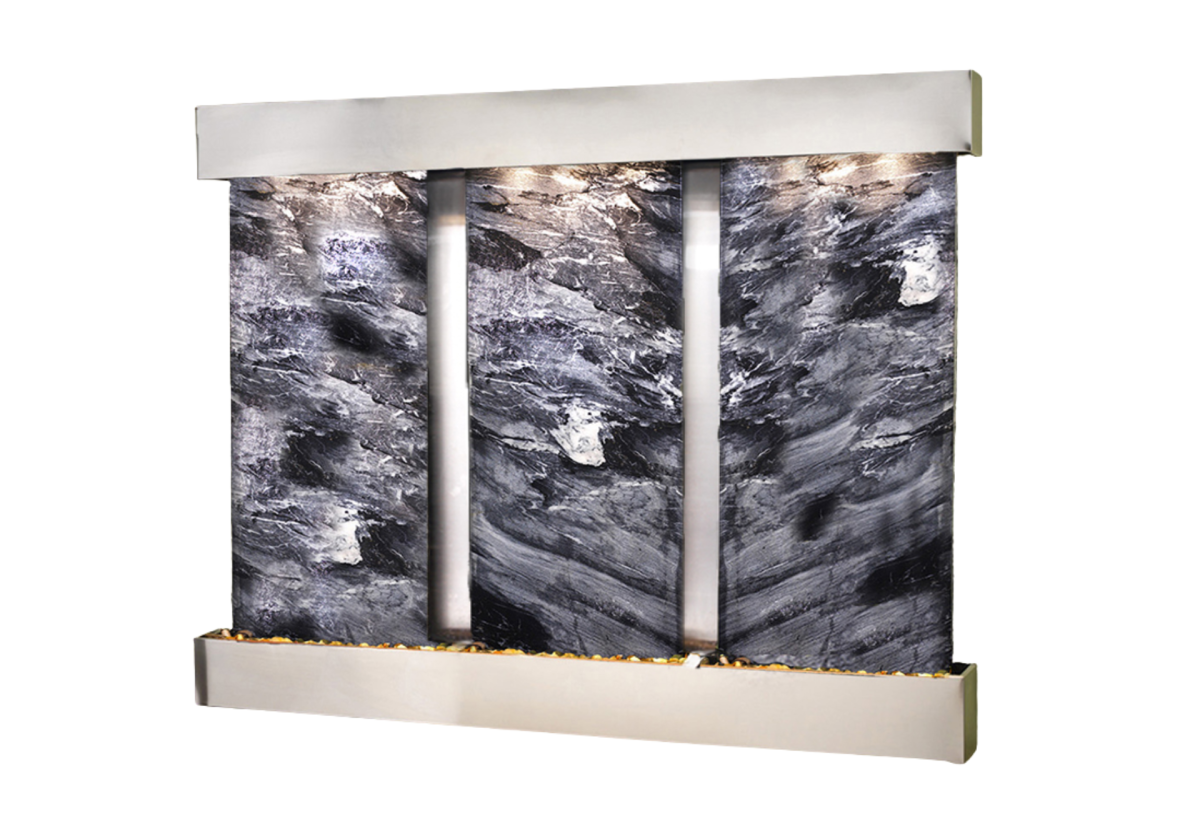 Deep Creek Falls-Square-Stainless Steel-Black Spider Marble
