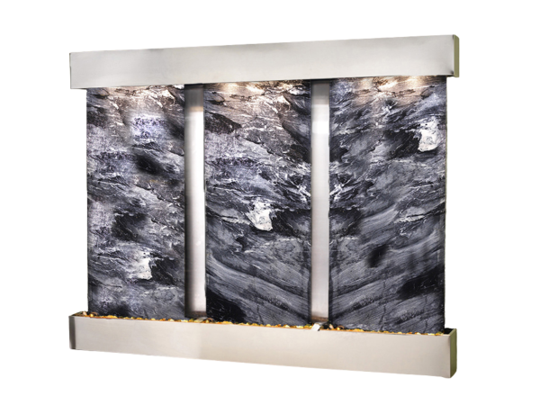Deep Creek Falls-Square-Stainless Steel-Black Spider Marble