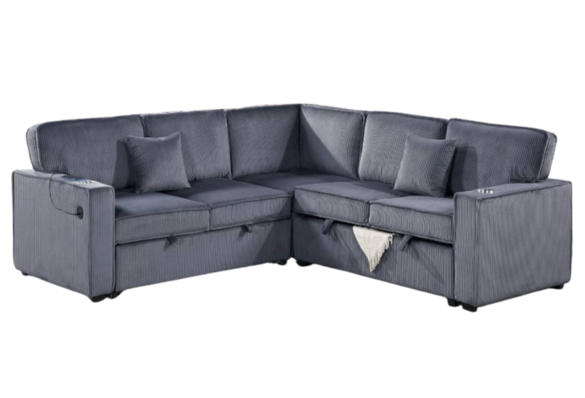3PC CONVERTIBLE SECTIONAL DARK GRAY