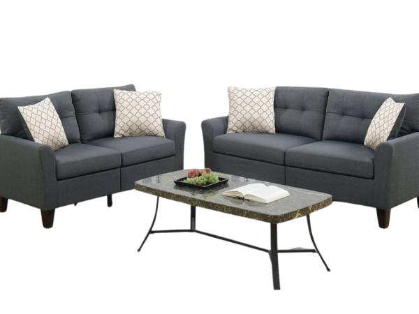 2 PC SOFA SET POLYFIBER CHARCOAL