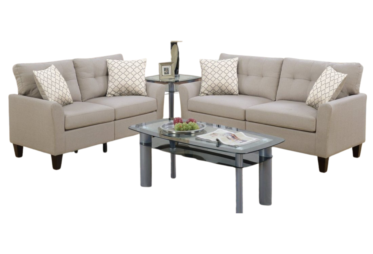 2 PC SOFA SET POLYFIBER BEIGE