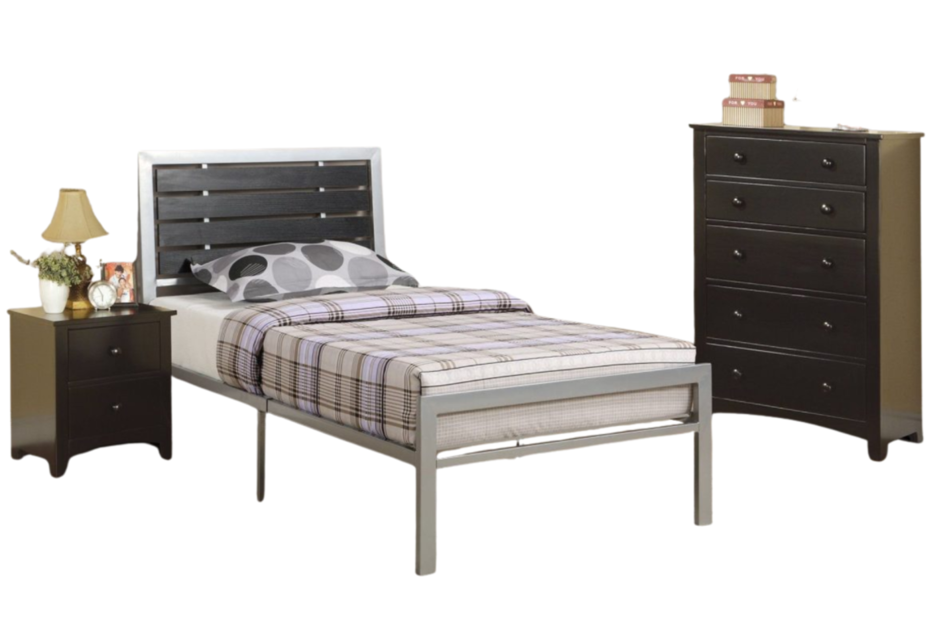 SILVER TWIN METAL BED