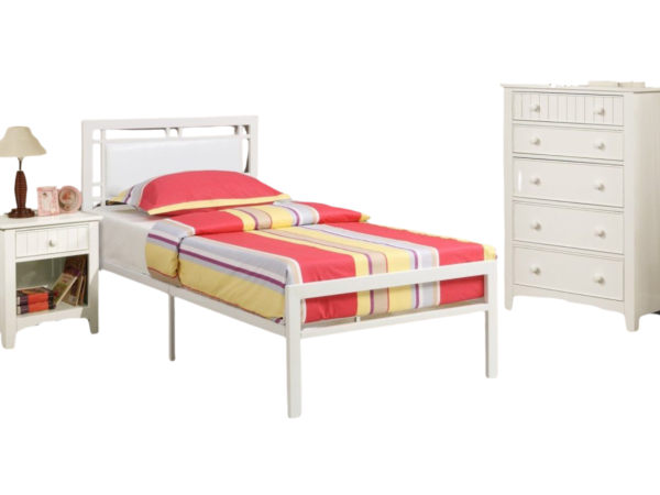 WHITE TWIN METAL BED