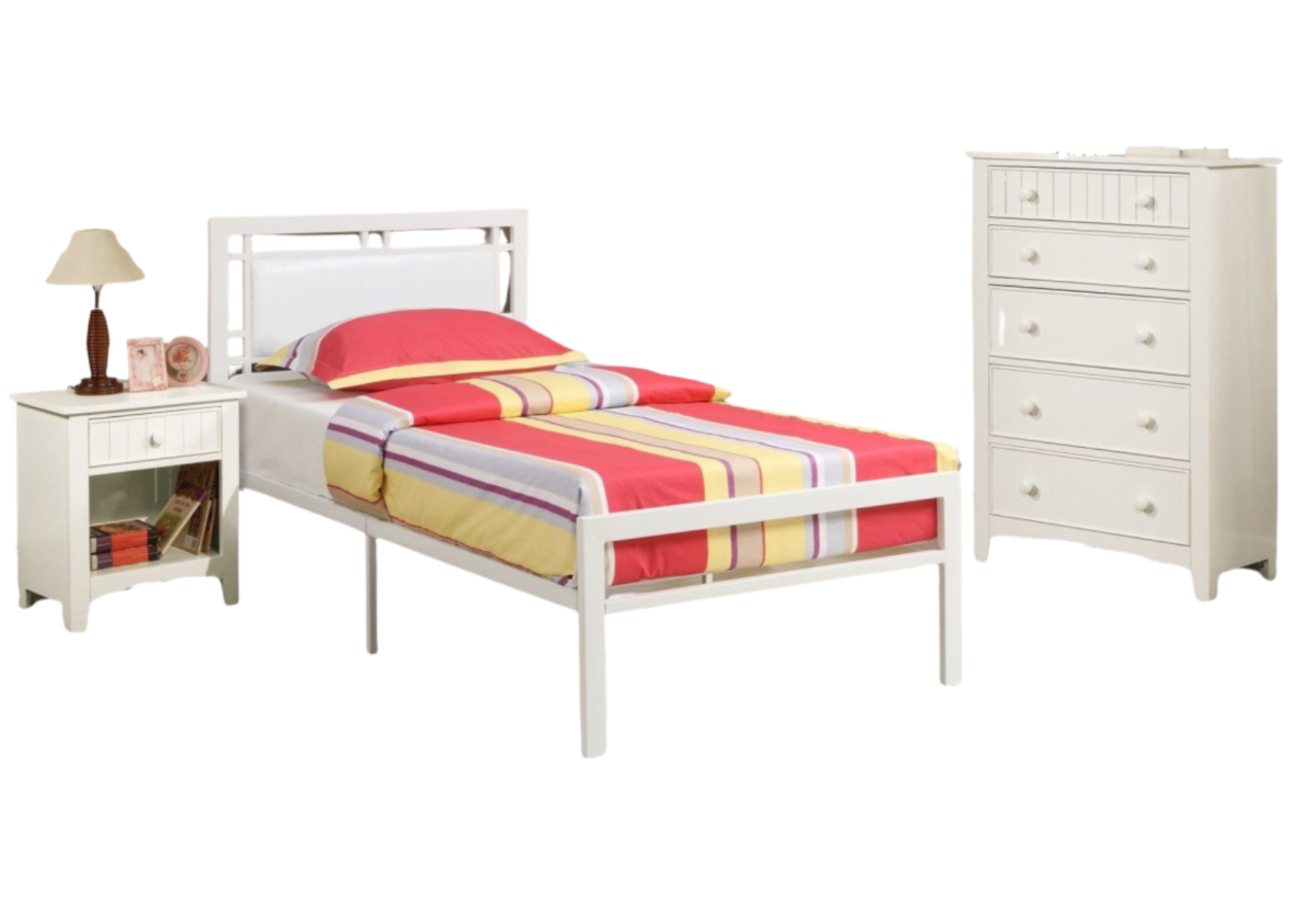 WHITE TWIN METAL BED