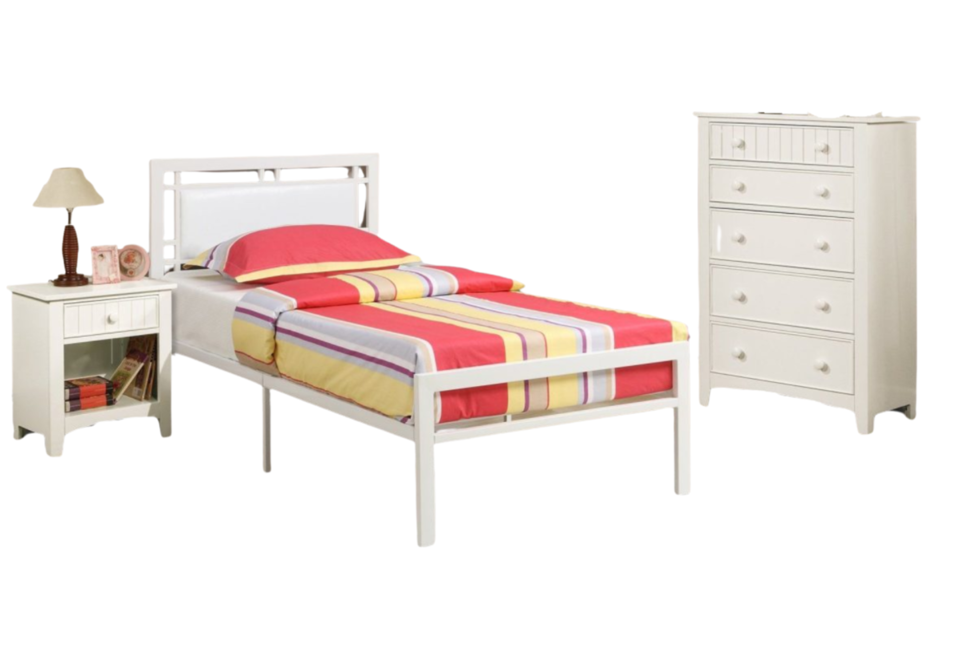 WHITE FULL METAL BED