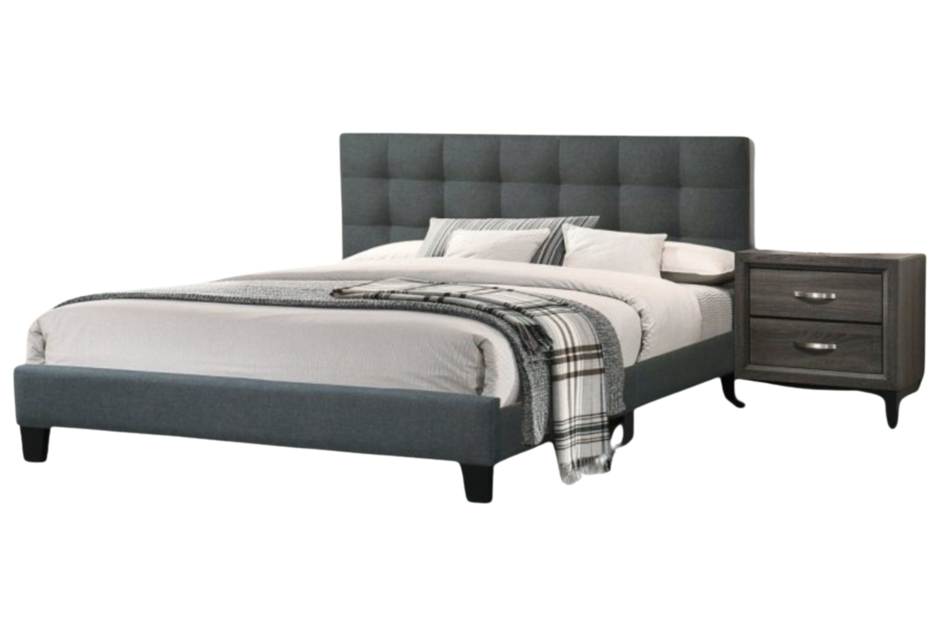 DARK GRAY QUEEN PLATFORM BED