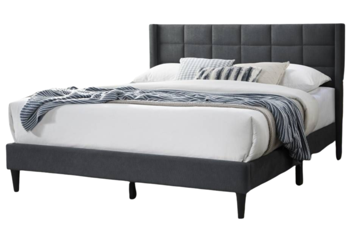 QUEEN BED CHARCOAL LINEN