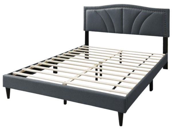 QUEEN BED – CHARCOAL BURLAP