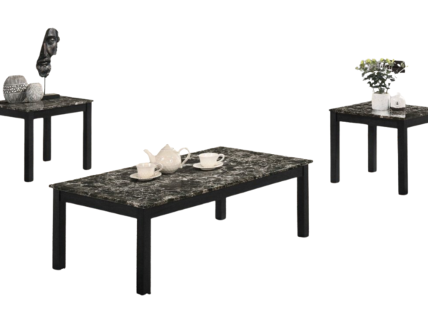 3PC COFFEE TABLE SET FAUX MARBLE