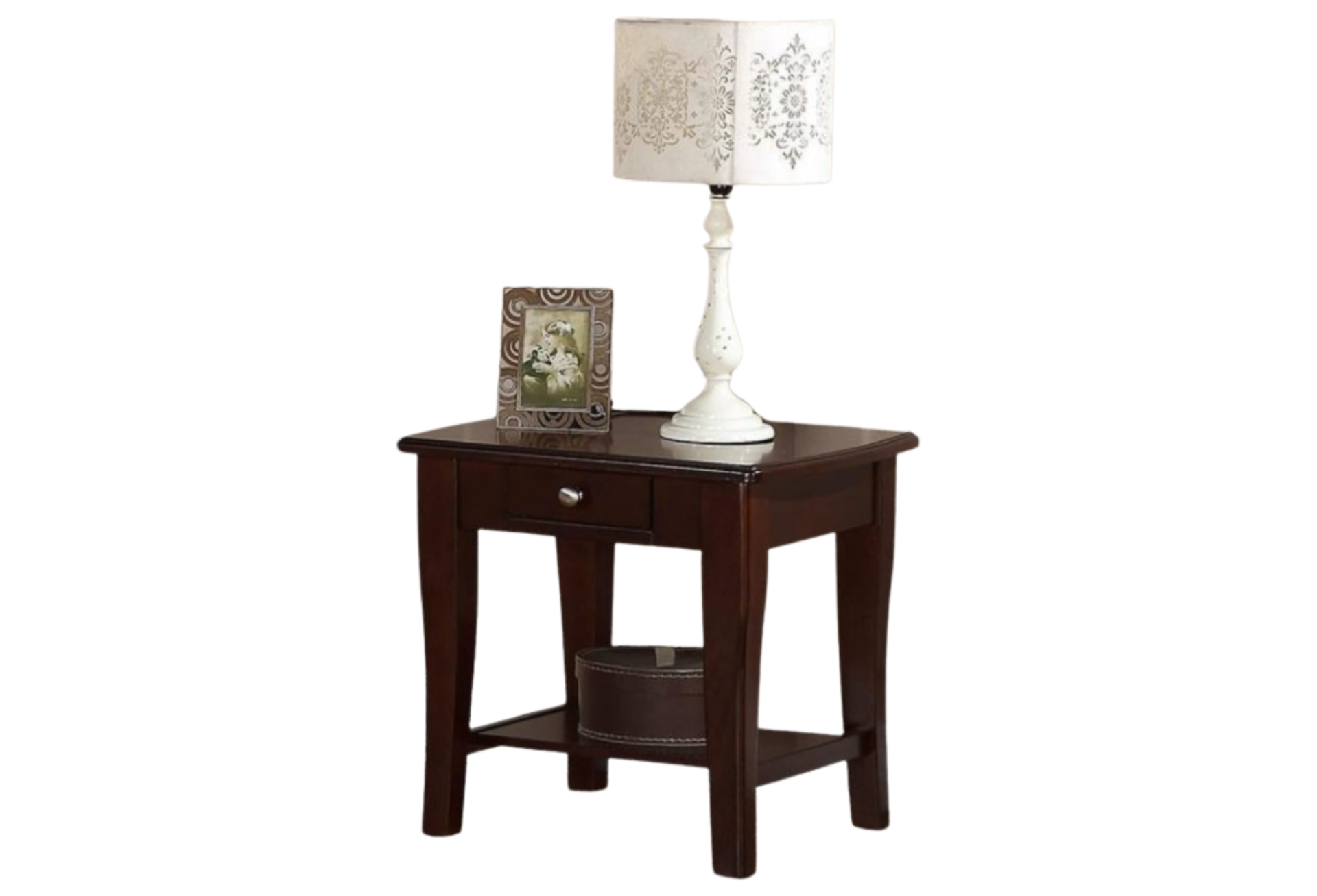 WOOD END TABLE W DRAWER