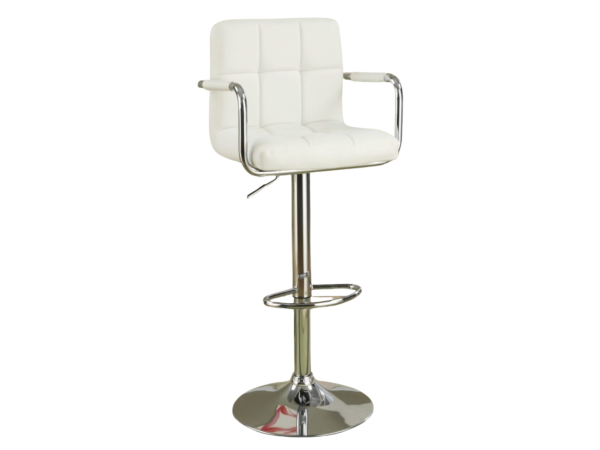 WHITE LEATHER BAR STOOL W/ ARMS (SOLD AS PAIR)