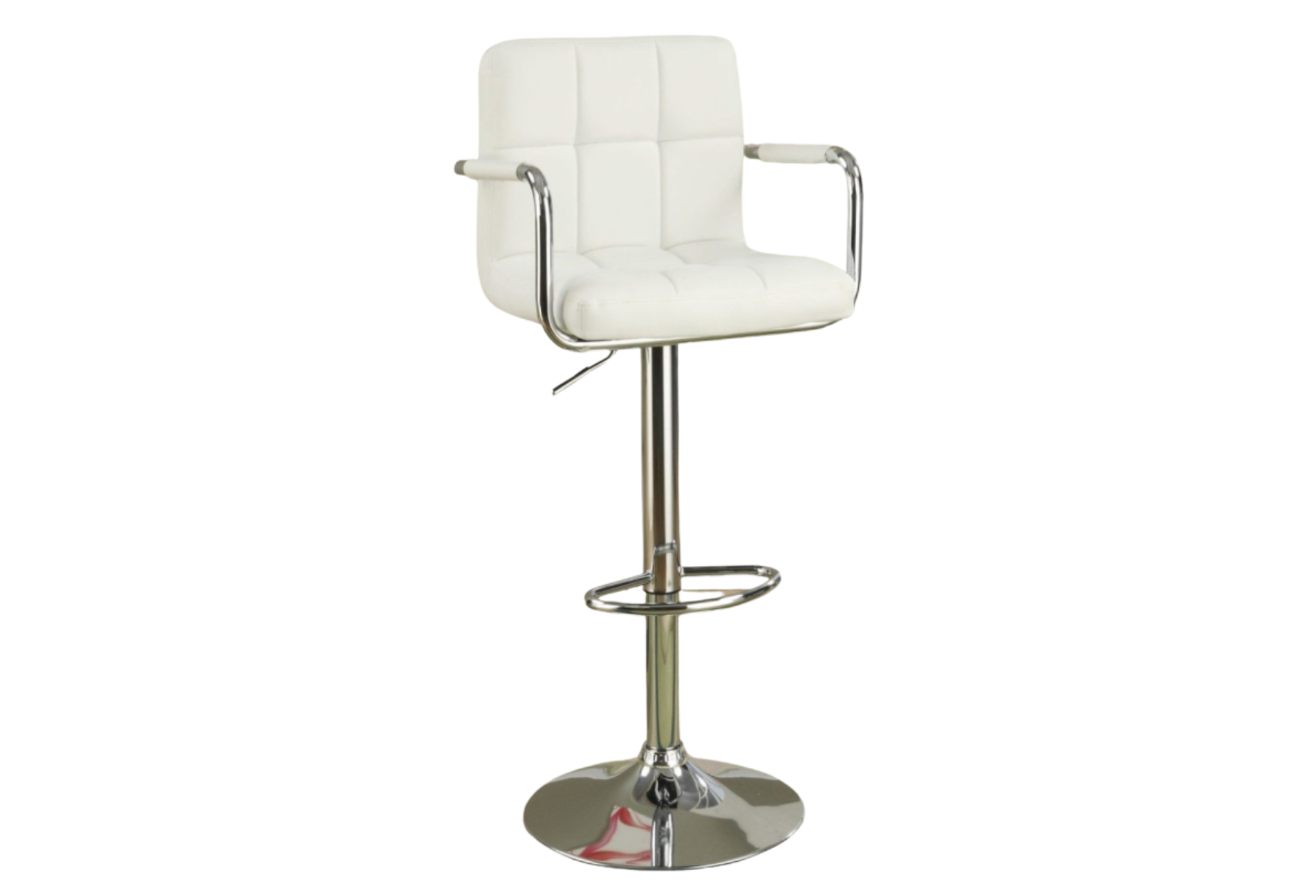 WHITE LEATHER BAR STOOL W/ ARMS (SOLD AS PAIR)