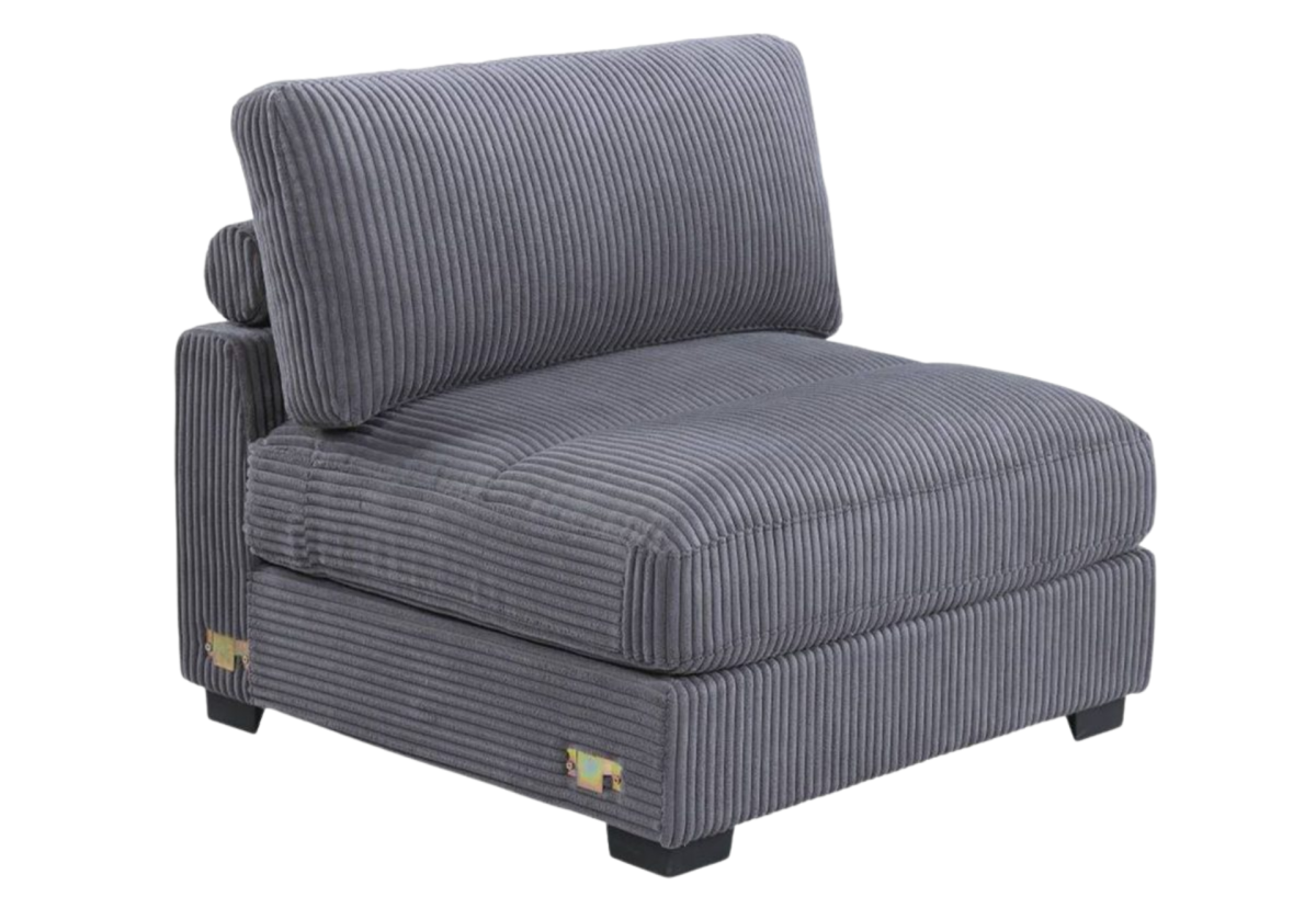 ARMLESS CHAIR GRAY WIDE-WELT CORDUROY