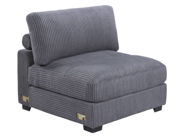 ARMLESS CHAIR GRAY WIDE-WELT CORDUROY