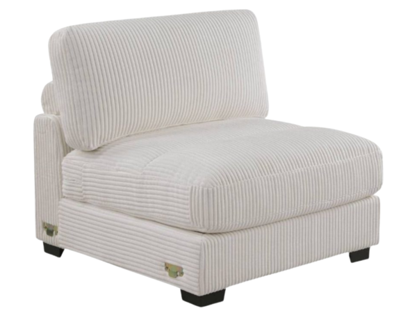 Armless Chair Beige Wide-Welt Corduroy