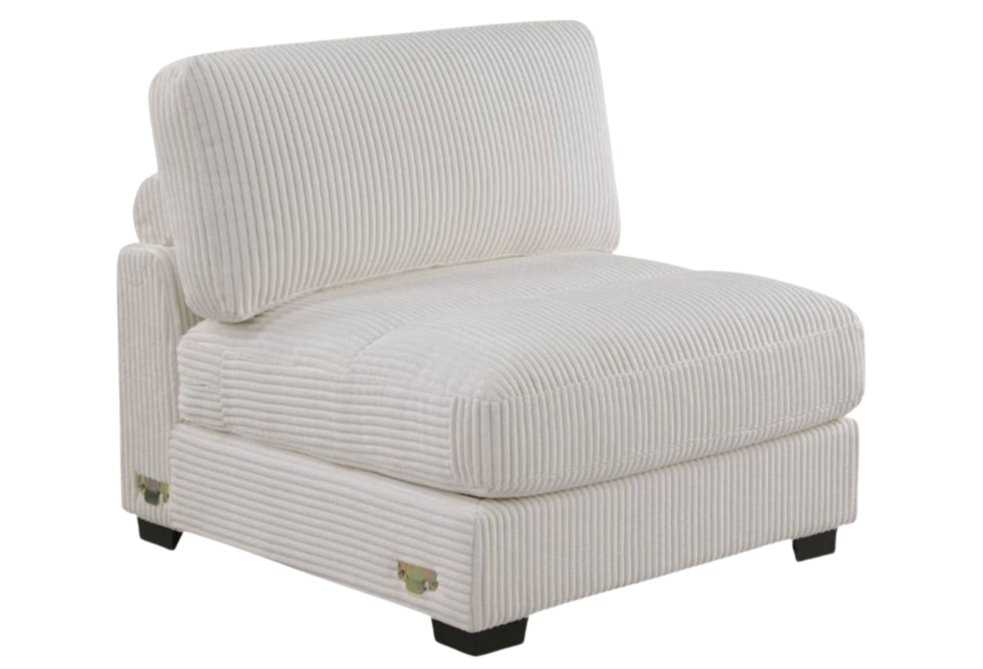 Armless Chair Beige Wide-Welt Corduroy