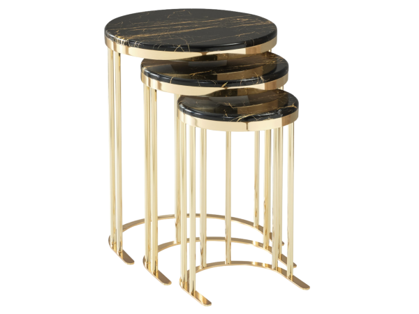 SC300 Nesting Table, (GOLD LEGS-BLACK GOLD MARBLE TOP)