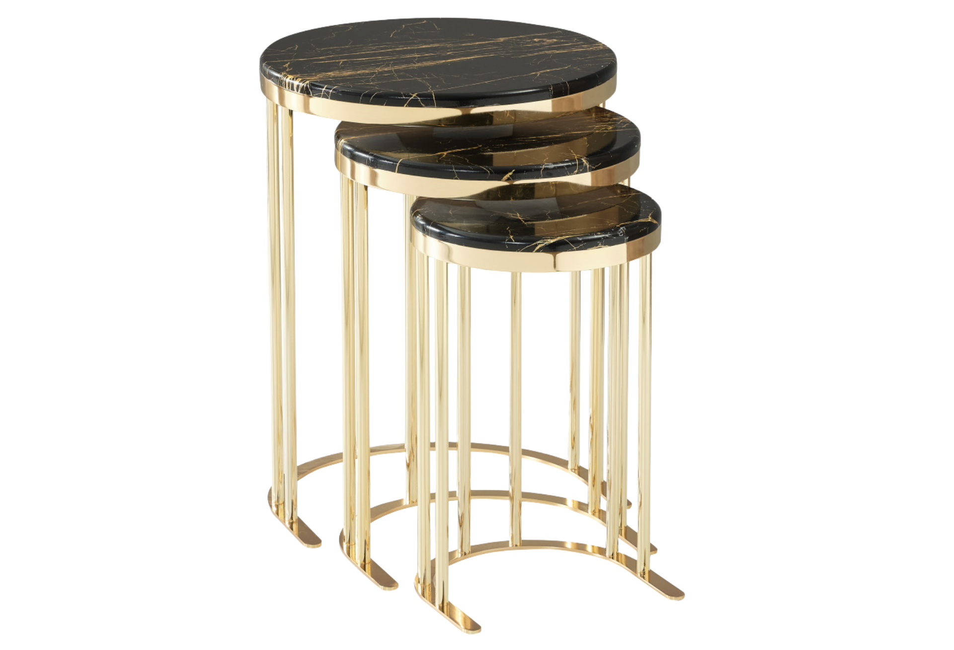 SC300 Nesting Table, (GOLD LEGS-BLACK GOLD MARBLE TOP)