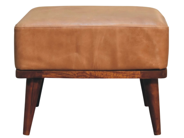 Tan Buffalo Leather Tan Footstool