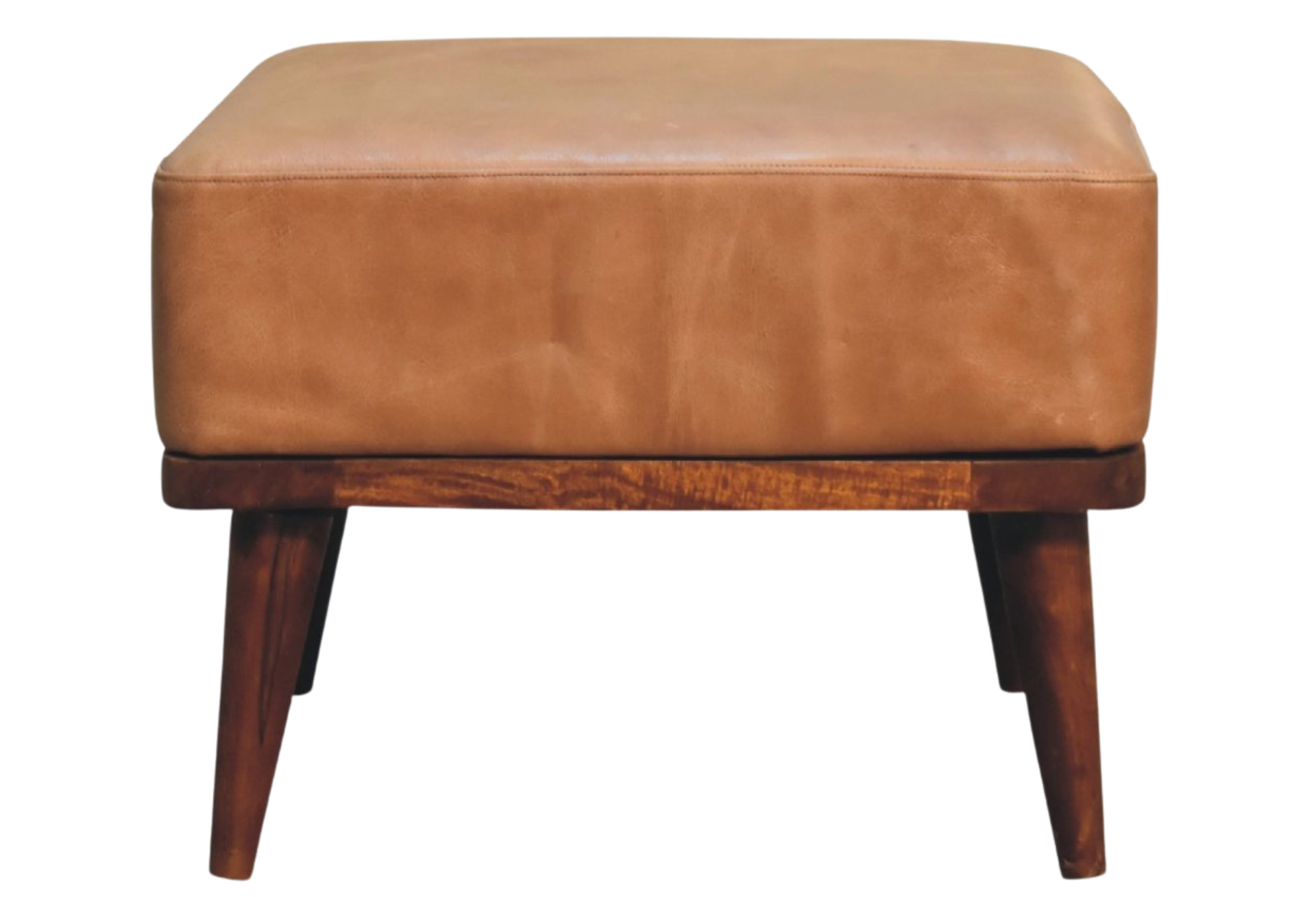 Tan Buffalo Leather Tan Footstool