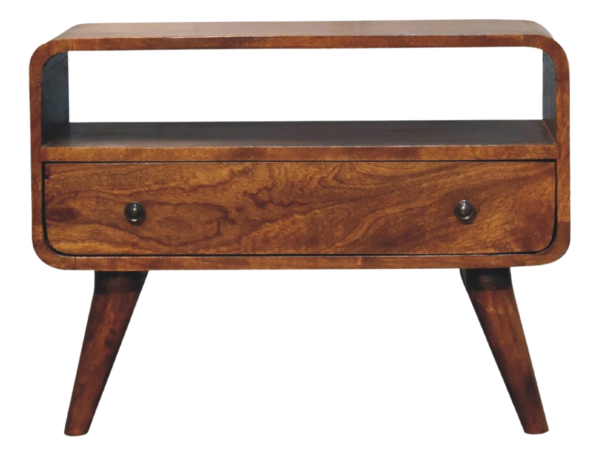 Mini Chestnut Curved Media Unit