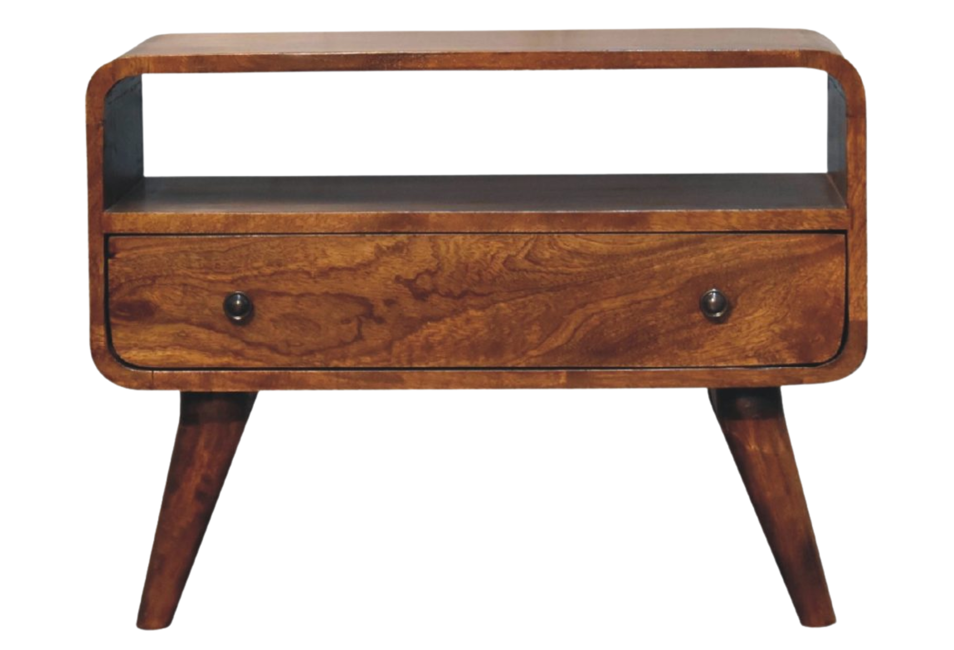 Mini Chestnut Curved Media Unit