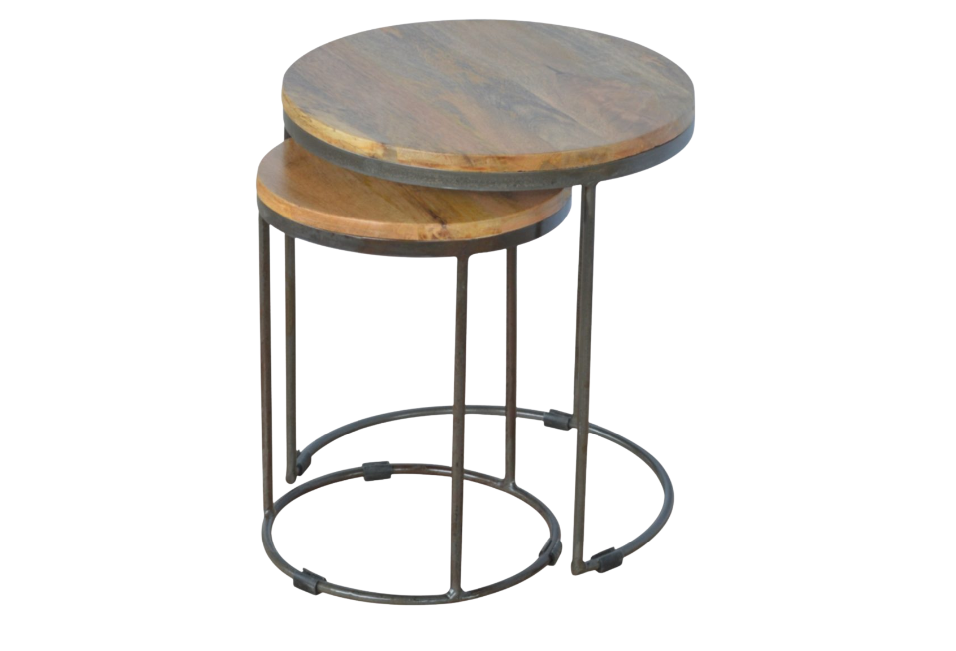Round Stool Set of 2 with Iron Base