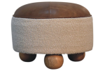 Cream Boucle Buffalo Footstool
