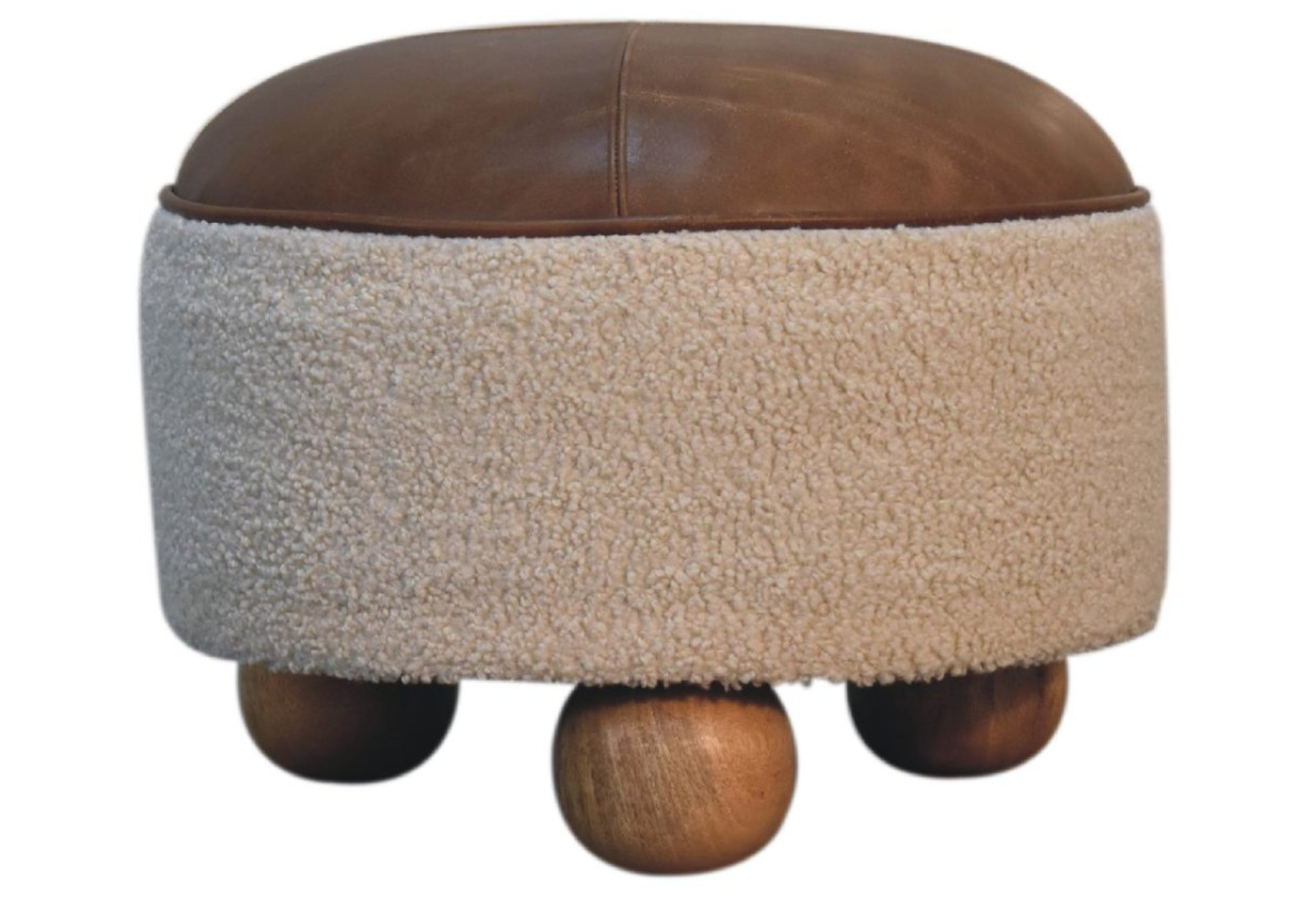 Cream Boucle Buffalo Footstool