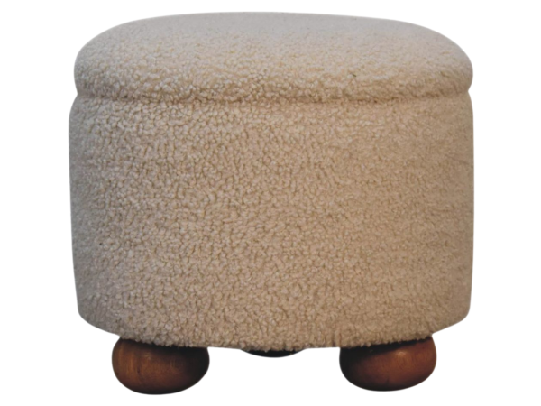 Cream Boucle Storage Footstoola