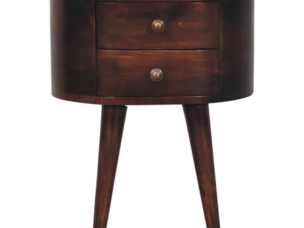 California Walnut Rounded Bedside Table