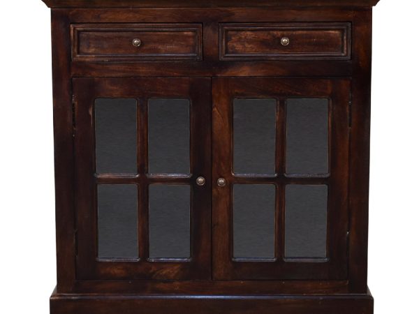 Light Walnut Cabinet with Glazed Doors