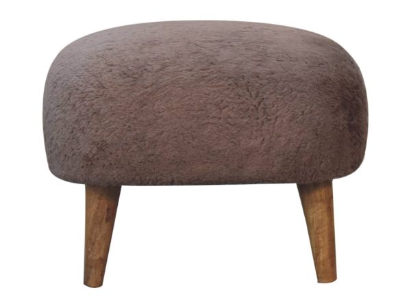 Mocha Faux Fur Square Stool