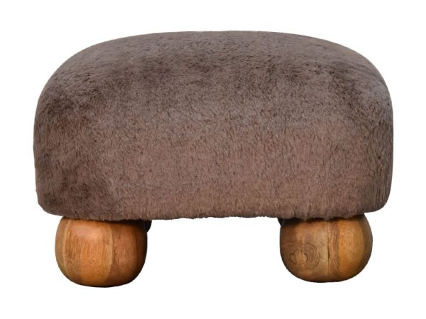 Mocha Faux Fur Nordic Footstool