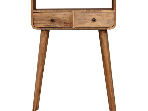 Mini Curved Oak-ish Console Table