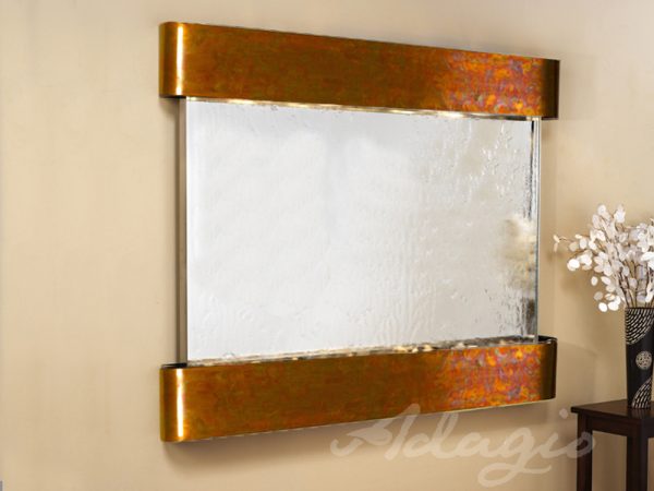 Teton Falls -Round -Rustic Copper-Silver-Mirror