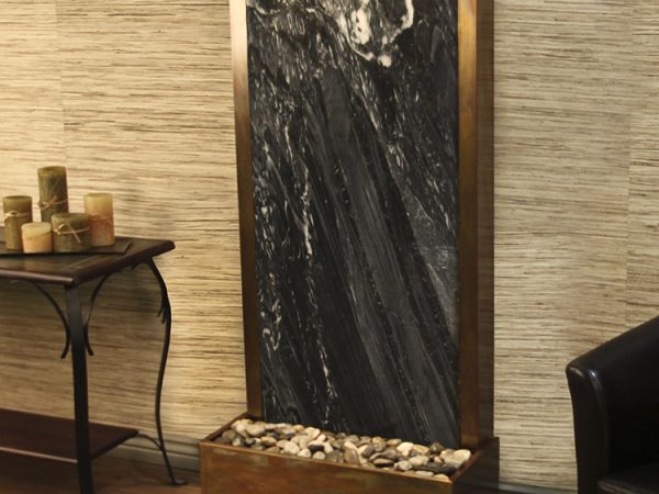 Harmony River -Flush Mount-Rustic Copper-Black-Marble