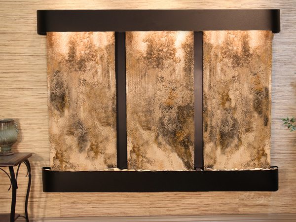 Deep Creek Falls-Round-Blackened Copper-Magnifico Travertine