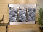 Olympus Falls-Round-Stainless Steel-Black Spider Marble