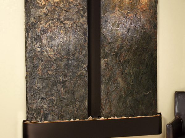 Cottonwood Falls-Round-Blackened Copper-Green Natural Slate