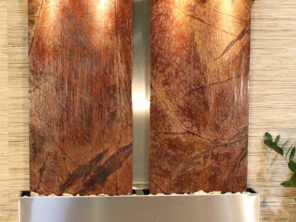 Aspen Falls-Square-Stainless Steel-Brown Marble