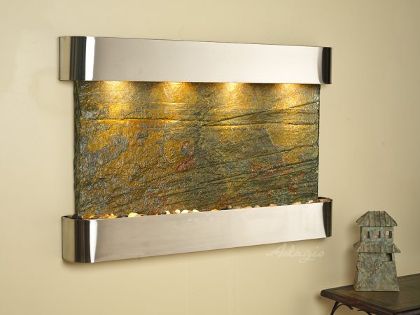 Sunrise Springs-Round-Stainless Steel-Green Natural Slate