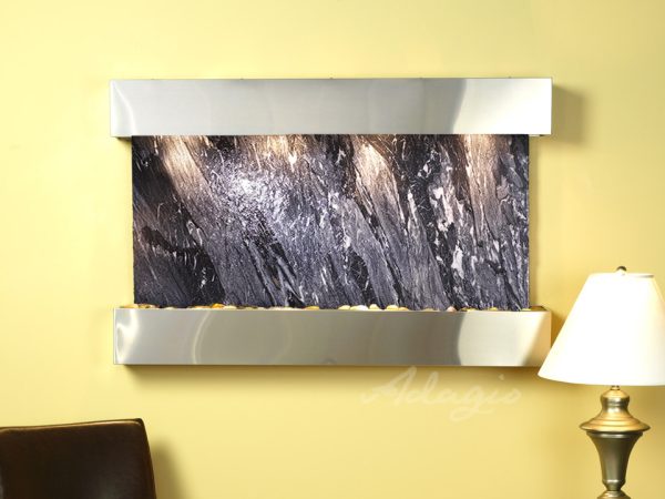 Sunrise Springs-Square-Stainless Steel-Black Spider Marble