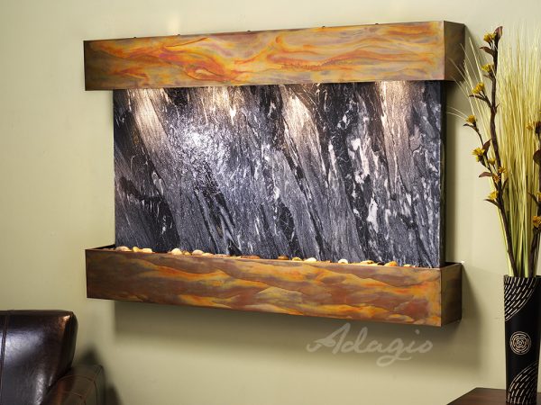 Sunrise Springs-Square-Rustic Copper-Black Spider Marble