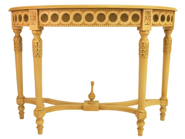 Neoclassical Demilune Console w/ Crackle Finish Table Top